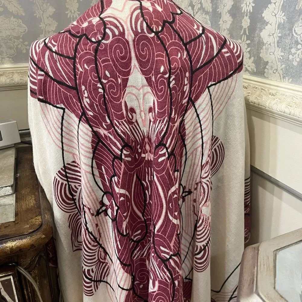 PINK & Cream Shawl cape wrap!